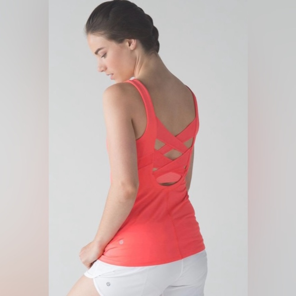 17- LULULEMON *RISE & FLOW*ORANGE CROSS BACK TANK TOO